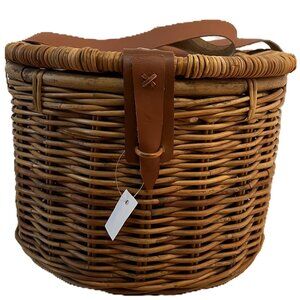 NAPA STYLE | Vintage Creel Basket with Leather Trim